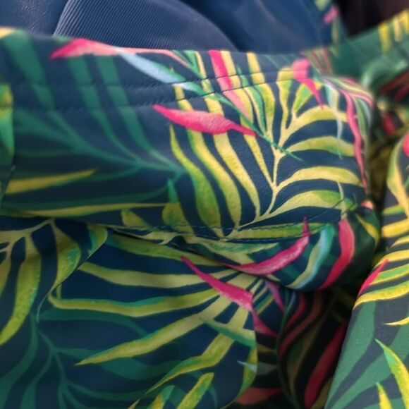 Land's End Plus Size Swim Skirt Tummy Control Panty Baltic Teal Palm Print 20W - Picture 4 of 6